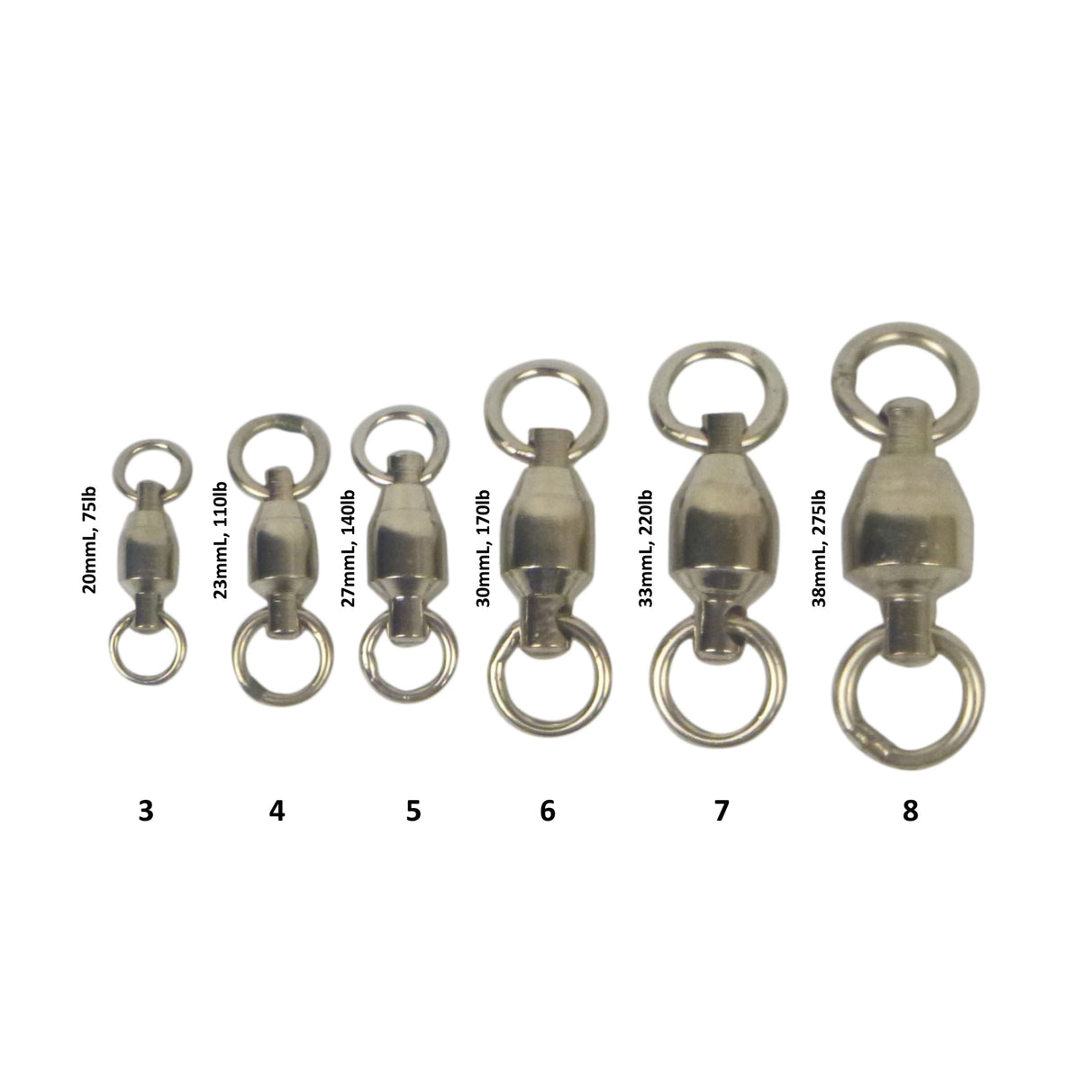 Swimerz Heavy Duty Ball Bearing Swivels, Size 4, 20 pack Blue Seas
