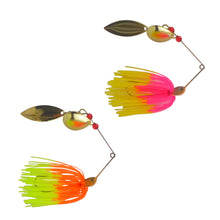 Load image into Gallery viewer, Dekoi 15gm LS17 Closed Eye Spinnerbait, Orange Lime, Qty 2