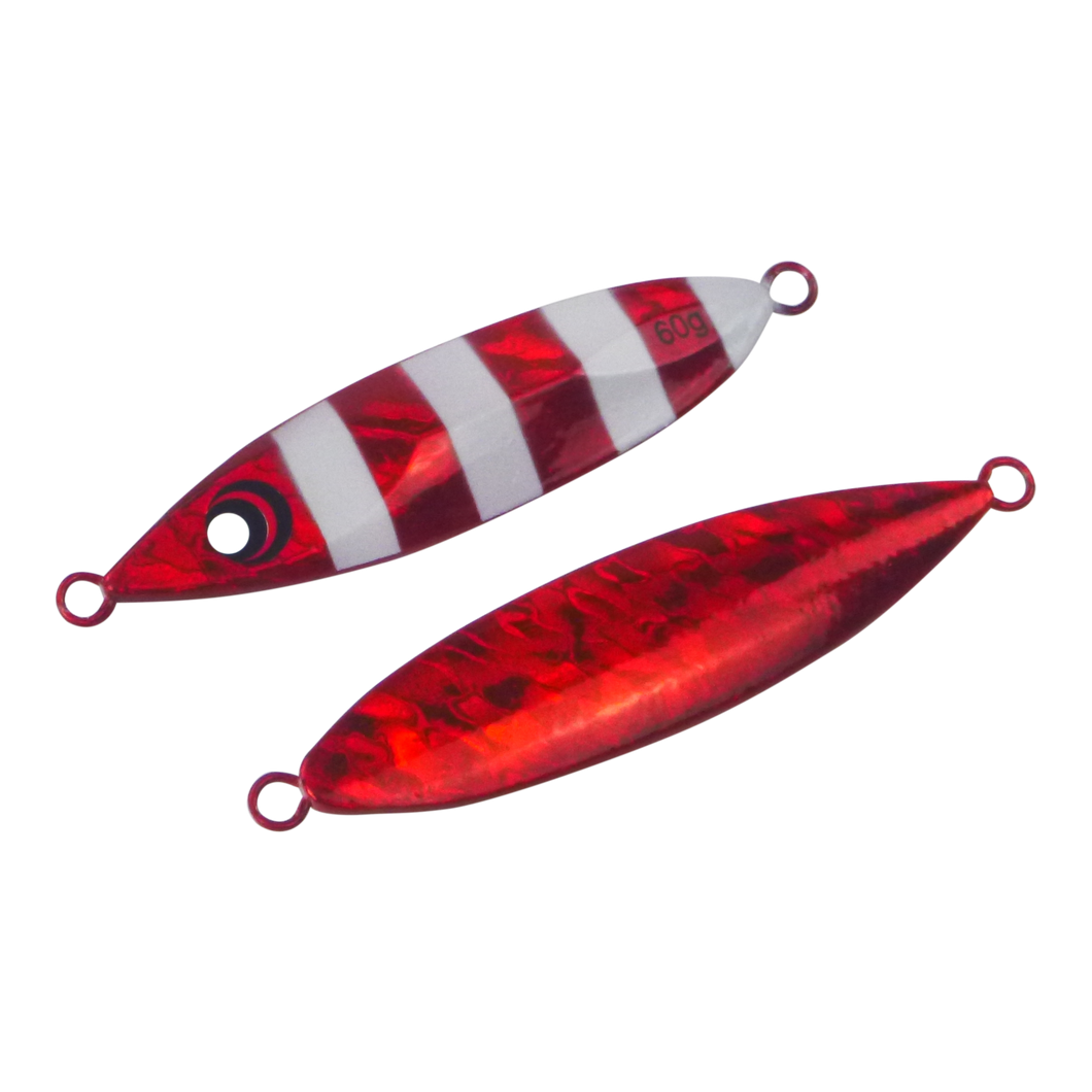 Finesse Slow Pitch Flutter Jig, 60gm, Ruby Flash, 2 pack