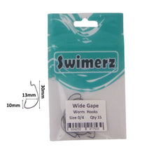 Load image into Gallery viewer, Swimerz 0/4 Wide Gape Worm Hook 15 Pack