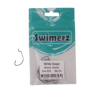Swimerz 0/4 Wide Gape Worm Hook 15 Pack