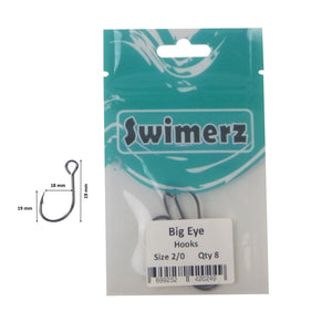 Swimerz Big Eye Inline Lure Hooks, Size 2/0, 8 Pack