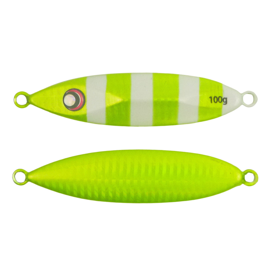 Finesse Slow Pitch Flutter Jig, 100gm, Chartruese, 2 pack