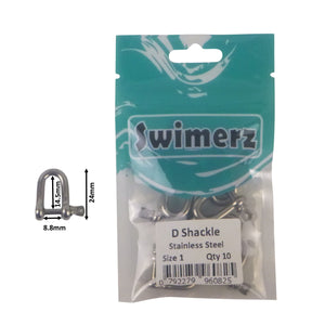 Swimerz Stainless Steel D Shackles, Size 1, 10 pack
