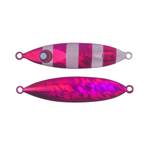 Finesse Slow Pitch Flutter Jig, 100gm, Hot Pink Stripe, 2 pack