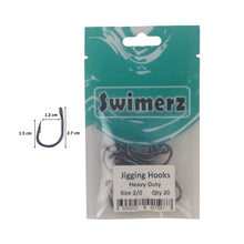 Load image into Gallery viewer, Swimerz 2/0 Heavy Duty Jigging Hooks 20 pack