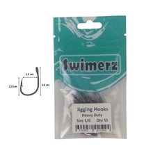 Load image into Gallery viewer, Swimerz 3/0 Heavy Duty Jigging Hooks 15 pack