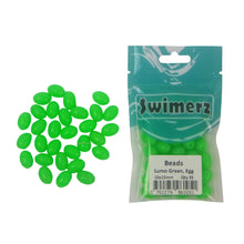 Load image into Gallery viewer, Swimerz Beads, 6.4mmWx8.3mmL, Lumo Green Egg, 50 pack