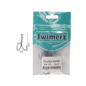 Swimerz Size 1/0 Extra Strong Double Hook 8 Pack