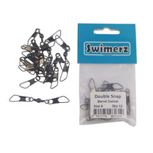 Load image into Gallery viewer, Swimerz Double Snap Barrel Swivels, Size 4, 12 pack