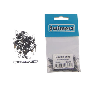 Swimerz Double Snap Barrel Swivels, Size 8, 15 pack