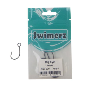 Swimerz Big Eye Inline Lure Hooks, Size 2/0, 8 Pack