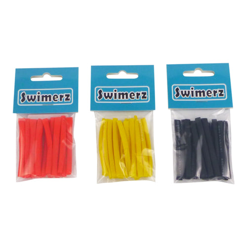 Swimerz Assist Hook Sleeves, 3mm Shrink Tube, Black, Yellow & Red, 50mmL. Qty 45.