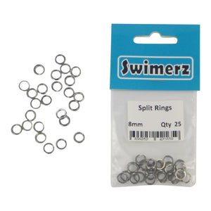 Swimerz 8mm Split Ring Stainless Steel, 25 Pack