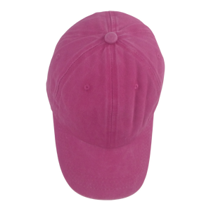 BSTC 6-Panel Baseball Cap, Distressed Cotton, Hot Pink