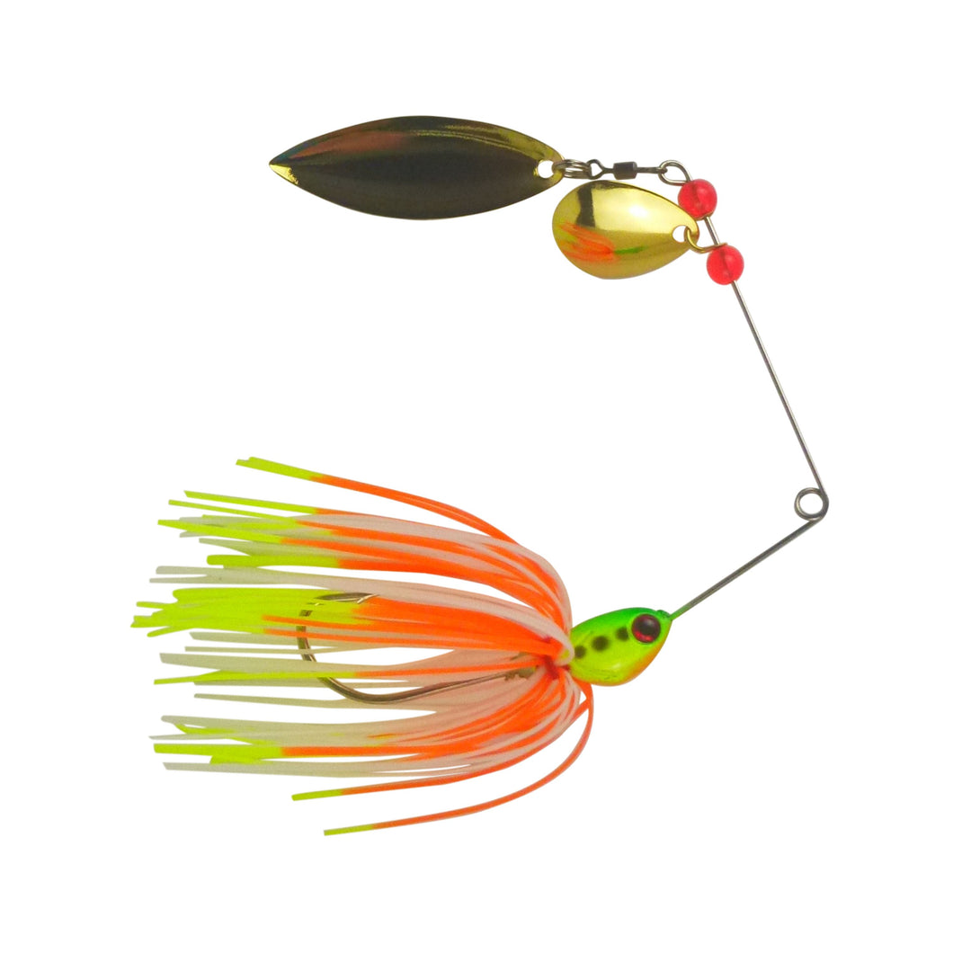 Dekoi 17gm LS21 Closed Eye Spinnerbait, Orange Green, Qty 2