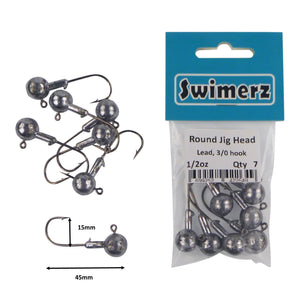 Swimerz Round Jig Head, 1/2 oz 2/0 Hook, 8 pack