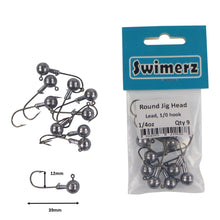 Load image into Gallery viewer, Swimerz Round Jig Head, 1/4 oz #1 Hook, 9 pack