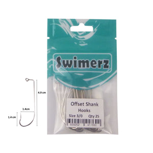 Swimerz 3/0 Offset Shank Jig Hook 25 Pack