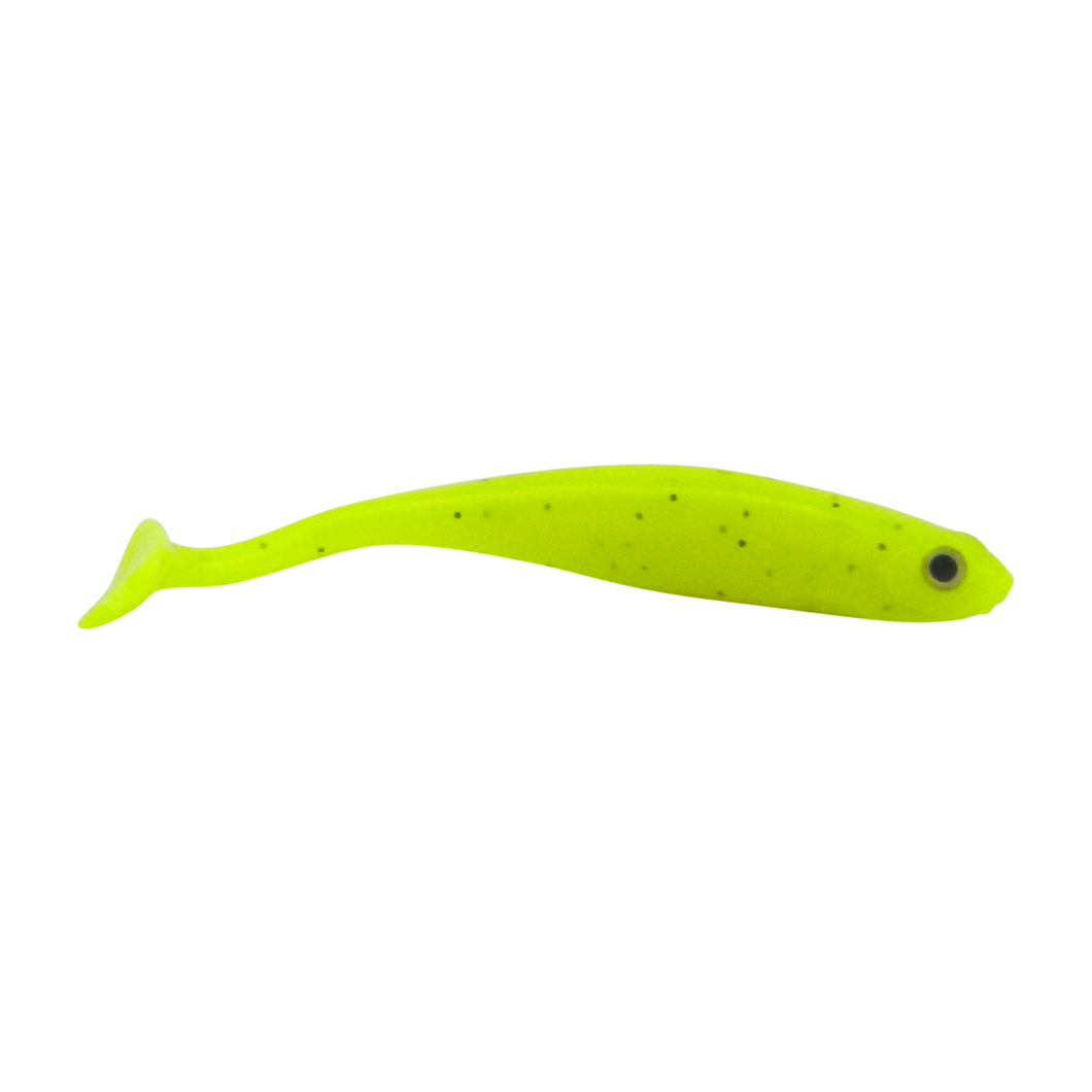 Swimerz Soft Shad 100mm Paddle Tail lure, Chartruese, 6 pack
