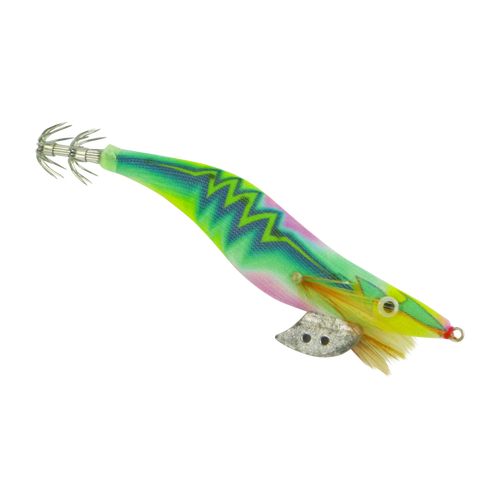 Finesse Rumoika Squid Jig, Lime Glow, size 3.5, 2 pack
