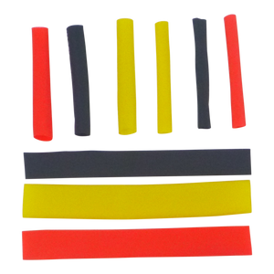 Swimerz Assist Hook Sleeves, 3mm Shrink Tube, Black, Yellow & Red, 50mmL. Qty 45.