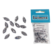 Load image into Gallery viewer, Swimerz 10gm Arrowhead Jig Head, 3/8oz, Lead, Qty 12