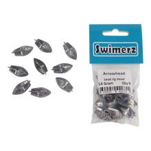 Load image into Gallery viewer, Swimerz 14gm Arrowhead Jig Head, 1/2oz, Lead, Qty 10