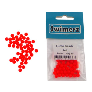 Swimerz Beads, 6mm, Red, 50 pack