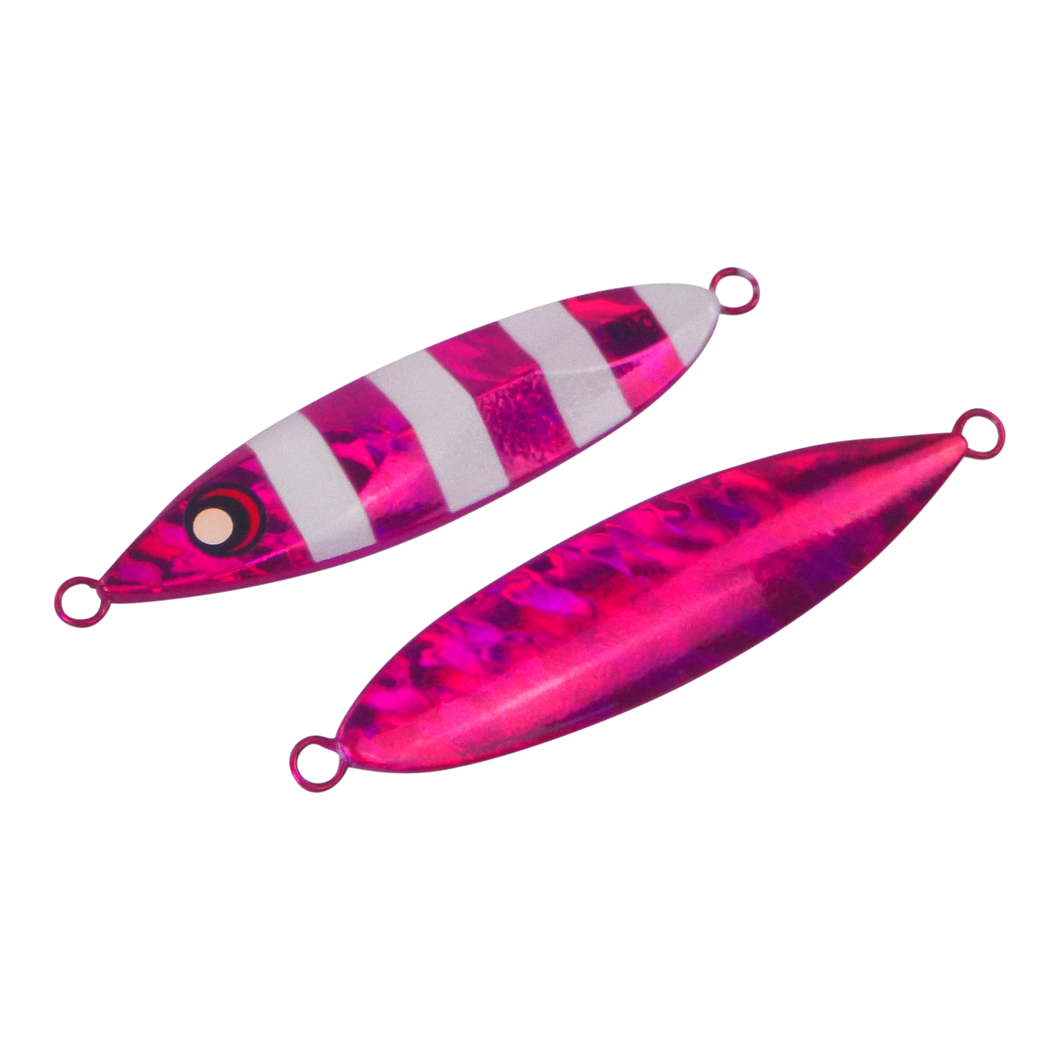 Finesse Slow Pitch Flutter Jig, 60gm, Hot Pink Stripe, 2 pack