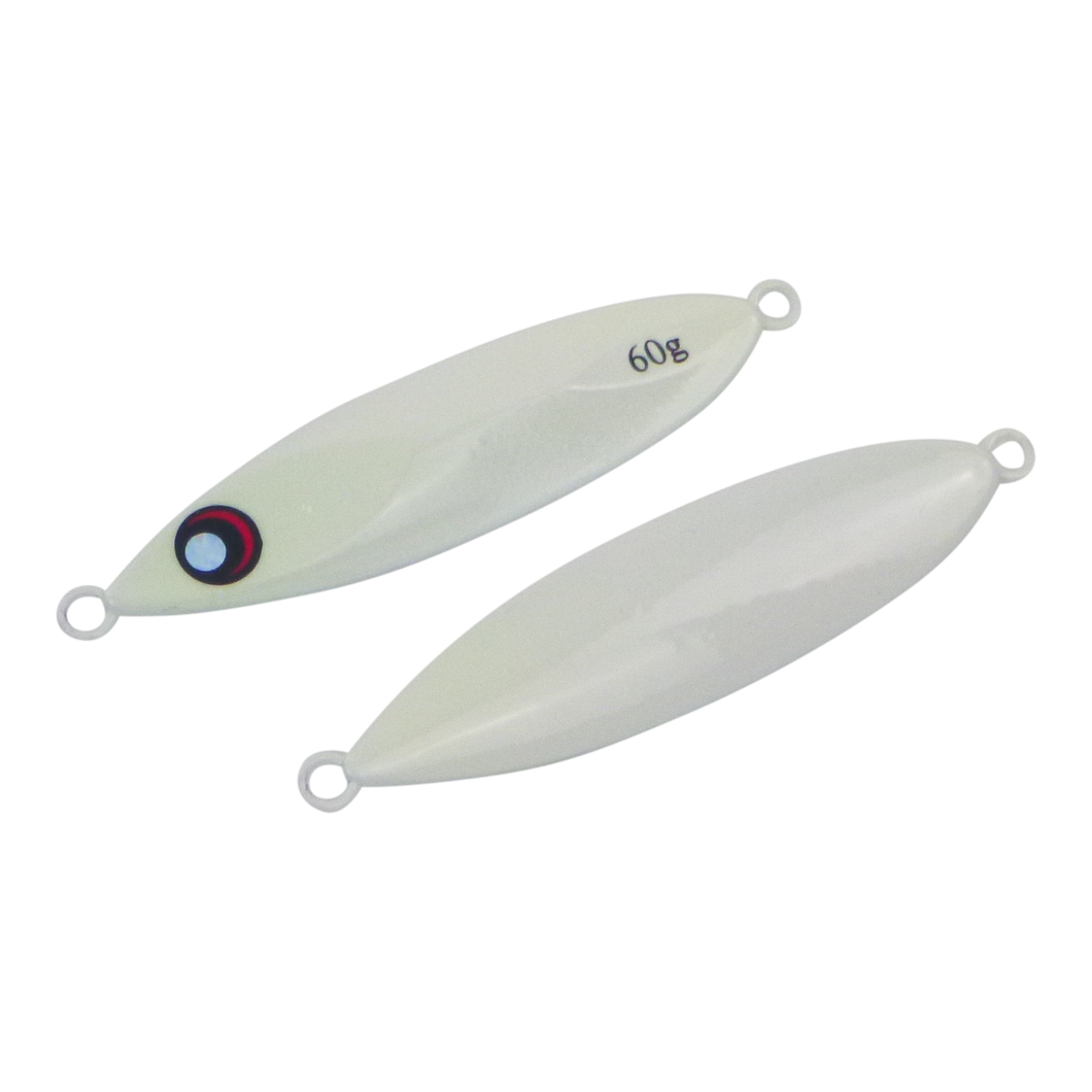 Finesse Slow Pitch Flutter Jig, 60gm, Lumo White, 2 pack