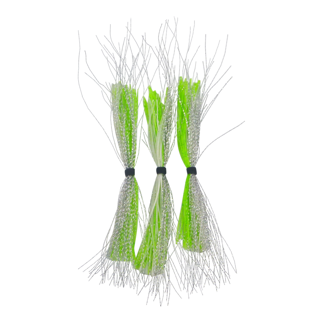 Dekoi Krystal Flash Lure Skirts, Silver Chartruese