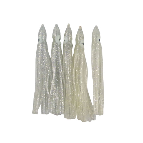 Swimerz Octopus Skirts 100mm Silver Glitter, 5 pack