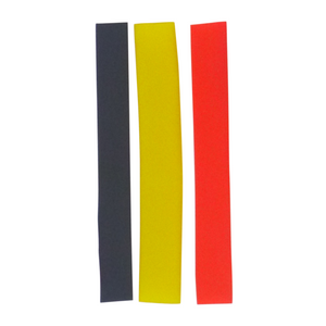 Swimerz Assist Hook Sleeves, 8/10mm Shrink Tube, Black, Yellow & Red, 100mm. Qty 30.