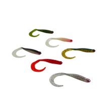 Load image into Gallery viewer, Swimerz 100 mm VTail Soft Plastic Lure Gold Glitter, 5 pack