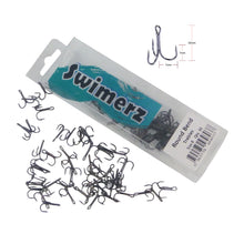 Load image into Gallery viewer, Swimerz Round Bend Trebles Size 8, 50 pack