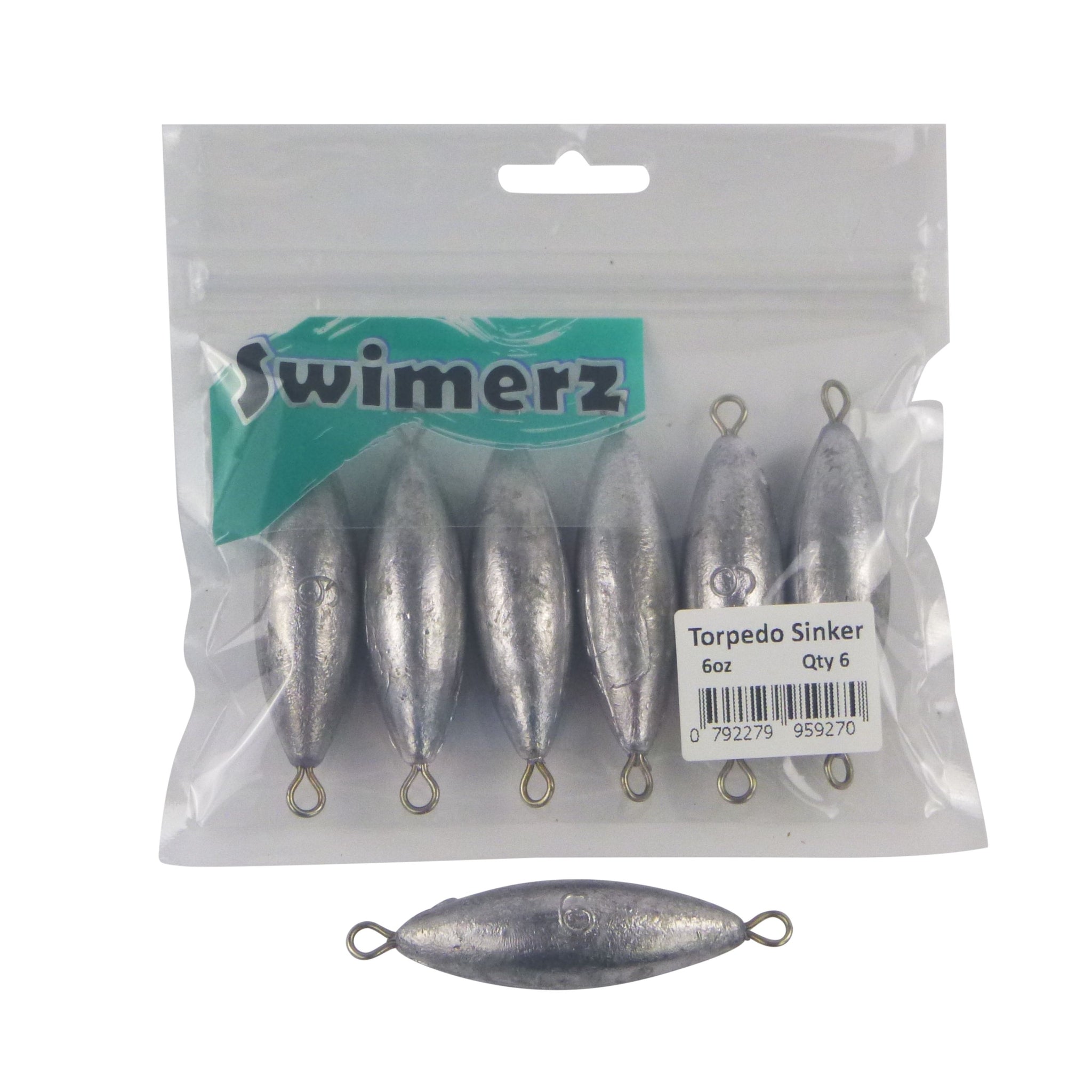 Swimerz 6oz Torpedo Trolling Sinker, Lead 6 Pack – Blue Seas Tackle Co