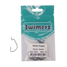 Load image into Gallery viewer, Swimerz 0/2 Wide Gape Worm Hook 15 Pack