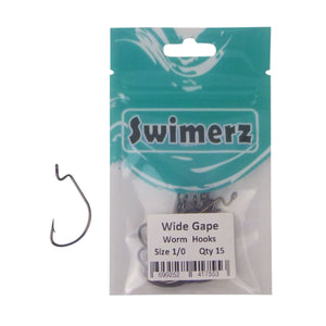 Swimerz 1/0 Wide Gape Worm Hook 15 Pack