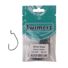 Load image into Gallery viewer, Swimerz 3/0 Wide Gape Worm Hook 15 Pack