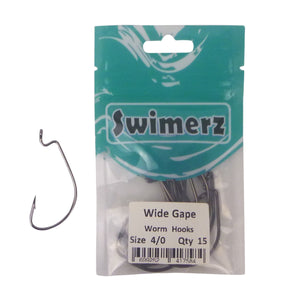 Swimerz 4/0 Wide Gape Worm Hook 15 Pack